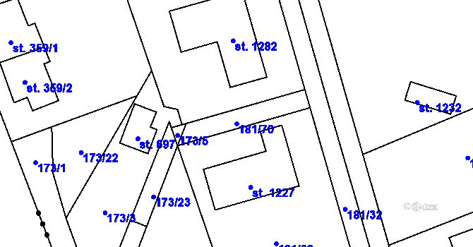 Parcela st. 181/70 v KÚ Louňovice, Katastrální mapa