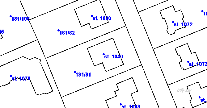 Parcela st. 1040 v KÚ Louňovice, Katastrální mapa