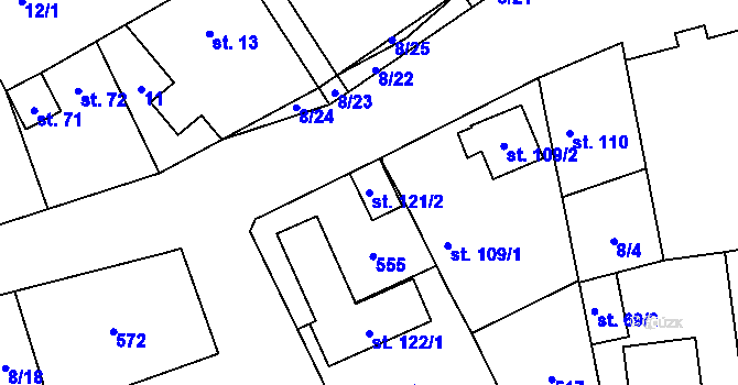Parcela st. 121/2 v KÚ Louňovice, Katastrální mapa