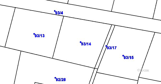 Parcela st. 93/14 v KÚ Louňovice, Katastrální mapa