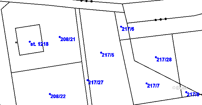 Parcela st. 217/5 v KÚ Louňovice, Katastrální mapa