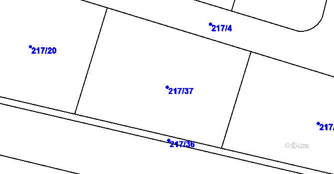 Parcela st. 217/37 v KÚ Louňovice, Katastrální mapa