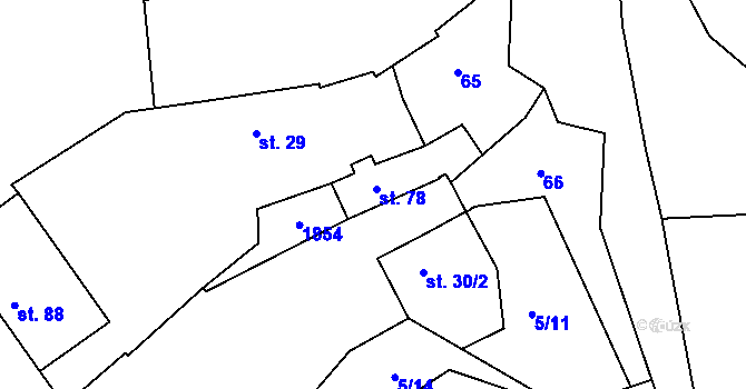 Parcela st. 78 v KÚ Býkovice u Louňovic, Katastrální mapa