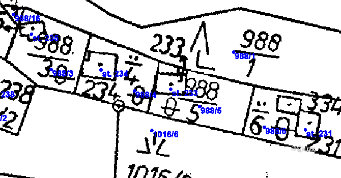 Parcela st. 233 v KÚ Louňovice pod Blaníkem, Katastrální mapa