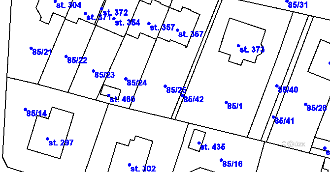 Parcela st. 85/25 v KÚ Louňovice pod Blaníkem, Katastrální mapa