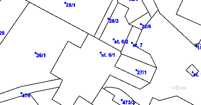 Parcela st. 6/1 v KÚ Světlá pod Blaníkem, Katastrální mapa