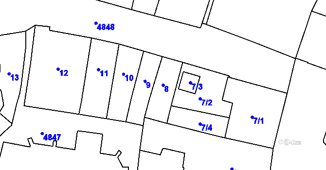 Parcela st. 8 v KÚ Louny, Katastrální mapa