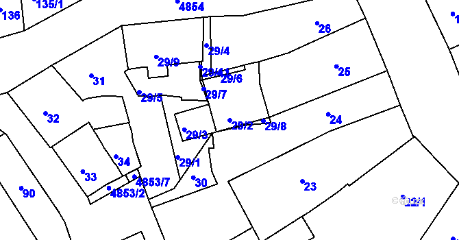 Parcela st. 29/2 v KÚ Louny, Katastrální mapa