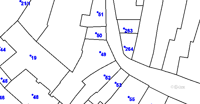 Parcela st. 49 v KÚ Louny, Katastrální mapa