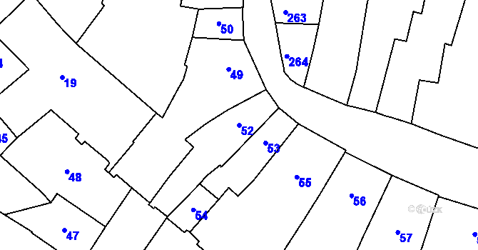 Parcela st. 52 v KÚ Louny, Katastrální mapa