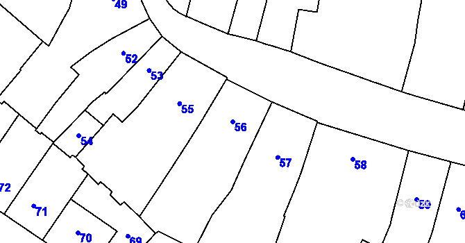 Parcela st. 56 v KÚ Louny, Katastrální mapa