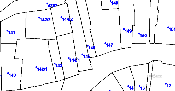 Parcela st. 146 v KÚ Louny, Katastrální mapa