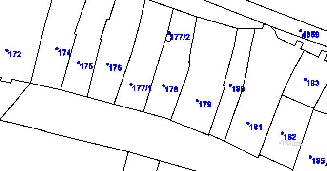 Parcela st. 178 v KÚ Louny, Katastrální mapa
