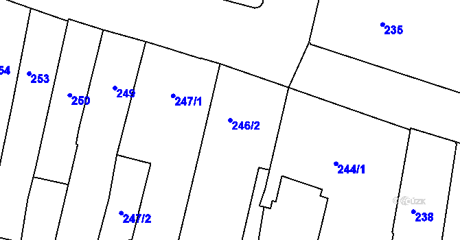 Parcela st. 246/2 v KÚ Louny, Katastrální mapa