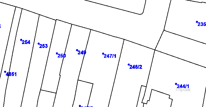 Parcela st. 247/1 v KÚ Louny, Katastrální mapa