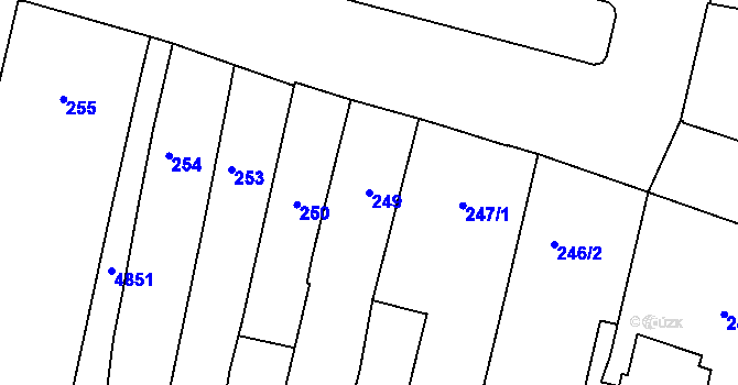 Parcela st. 249 v KÚ Louny, Katastrální mapa