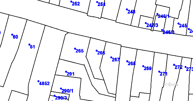 Parcela st. 266 v KÚ Louny, Katastrální mapa