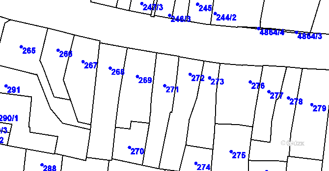 Parcela st. 271 v KÚ Louny, Katastrální mapa