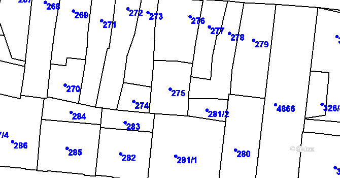 Parcela st. 275 v KÚ Louny, Katastrální mapa