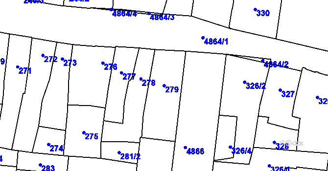 Parcela st. 279 v KÚ Louny, Katastrální mapa