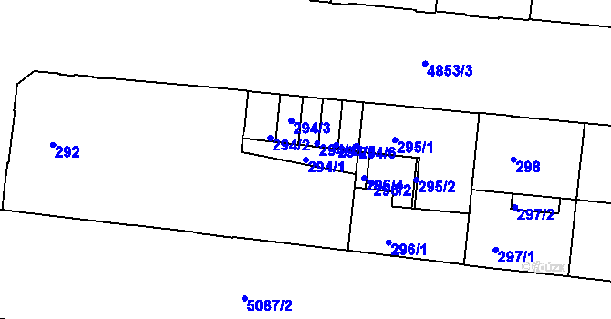 Parcela st. 294/1 v KÚ Louny, Katastrální mapa