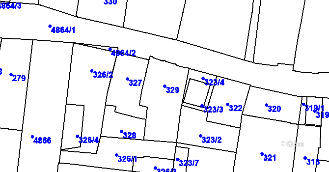 Parcela st. 329 v KÚ Louny, Katastrální mapa