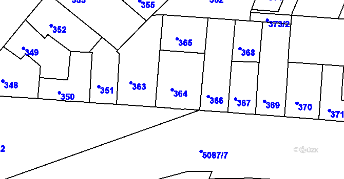 Parcela st. 364 v KÚ Louny, Katastrální mapa