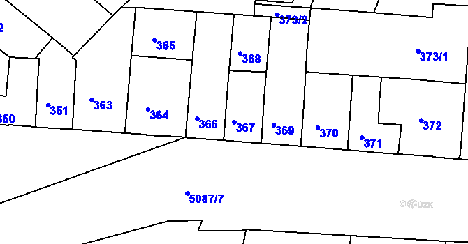 Parcela st. 367 v KÚ Louny, Katastrální mapa