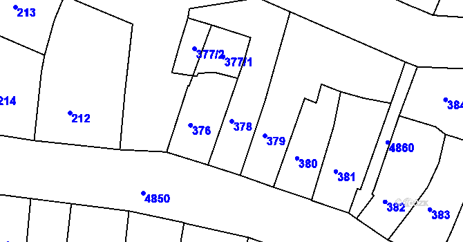 Parcela st. 378 v KÚ Louny, Katastrální mapa