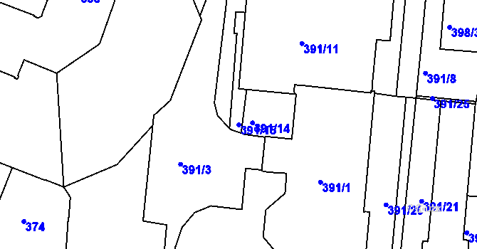Parcela st. 391/15 v KÚ Louny, Katastrální mapa