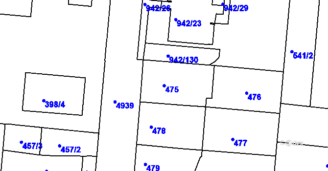Parcela st. 475 v KÚ Louny, Katastrální mapa