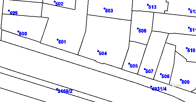Parcela st. 504 v KÚ Louny, Katastrální mapa