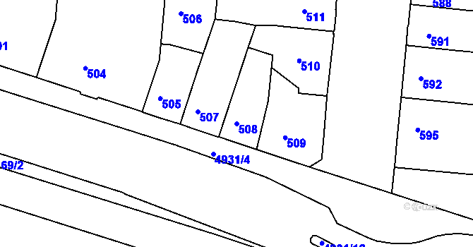 Parcela st. 508 v KÚ Louny, Katastrální mapa