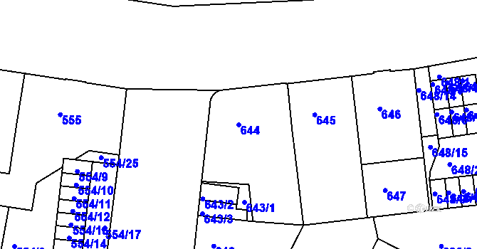 Parcela st. 644 v KÚ Louny, Katastrální mapa