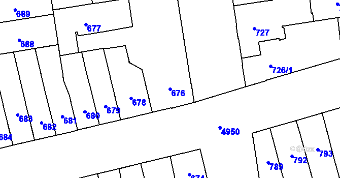 Parcela st. 676 v KÚ Louny, Katastrální mapa