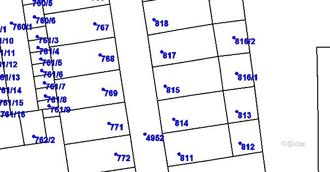 Parcela st. 815 v KÚ Louny, Katastrální mapa