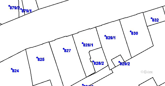 Parcela st. 828/1 v KÚ Louny, Katastrální mapa