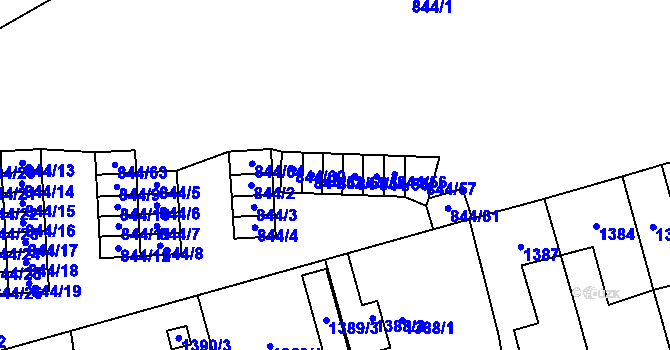Parcela st. 844/53 v KÚ Louny, Katastrální mapa