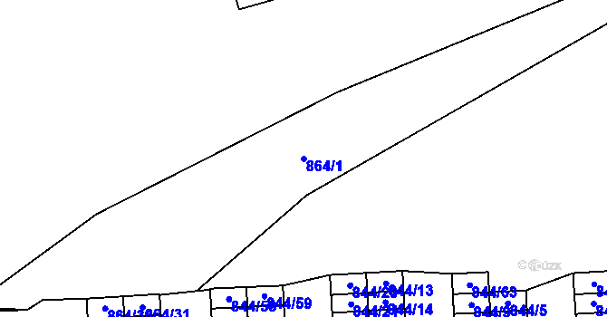Parcela st. 864/1 v KÚ Louny, Katastrální mapa
