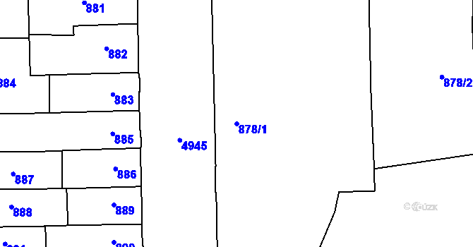 Parcela st. 878/1 v KÚ Louny, Katastrální mapa