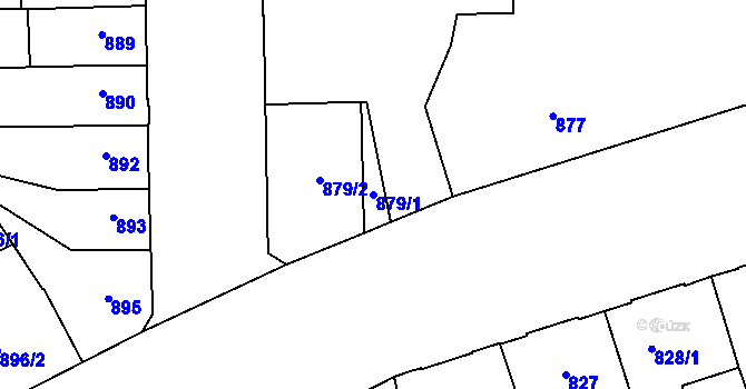 Parcela st. 879/1 v KÚ Louny, Katastrální mapa
