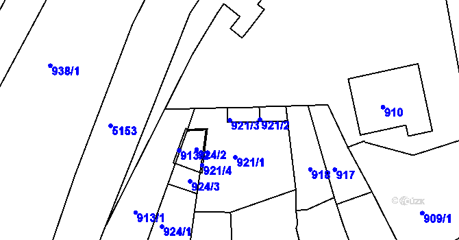 Parcela st. 921/3 v KÚ Louny, Katastrální mapa
