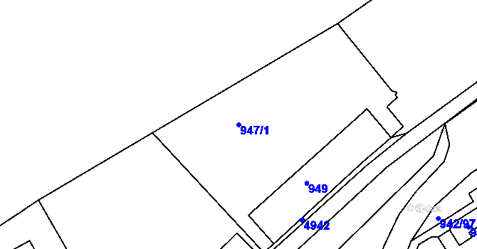 Parcela st. 947/1 v KÚ Louny, Katastrální mapa