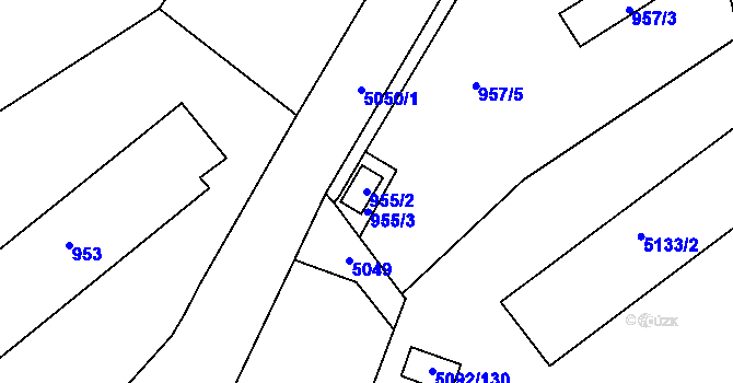 Parcela st. 955/2 v KÚ Louny, Katastrální mapa