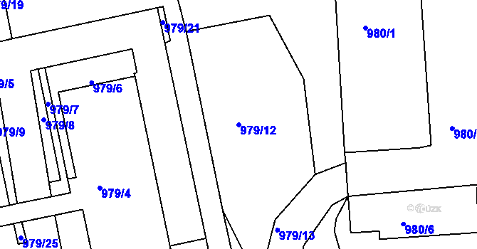 Parcela st. 979/12 v KÚ Louny, Katastrální mapa