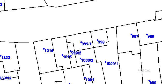 Parcela st. 999/1 v KÚ Louny, Katastrální mapa