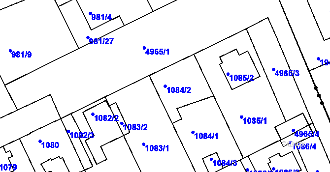 Parcela st. 1084/2 v KÚ Louny, Katastrální mapa