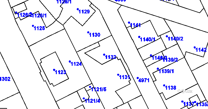 Parcela st. 1132 v KÚ Louny, Katastrální mapa