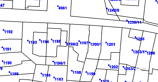 Parcela st. 1197 v KÚ Louny, Katastrální mapa