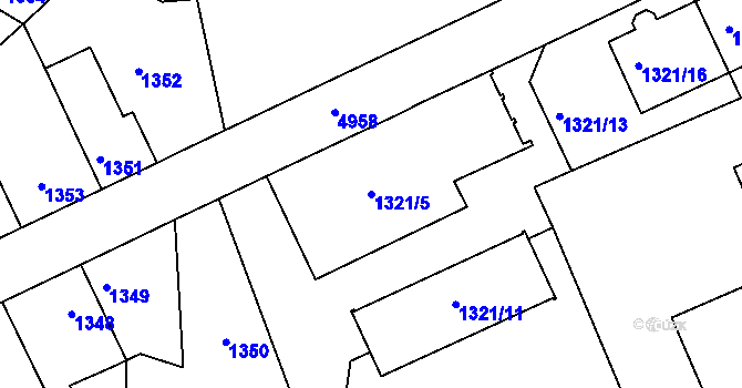 Parcela st. 1321/5 v KÚ Louny, Katastrální mapa